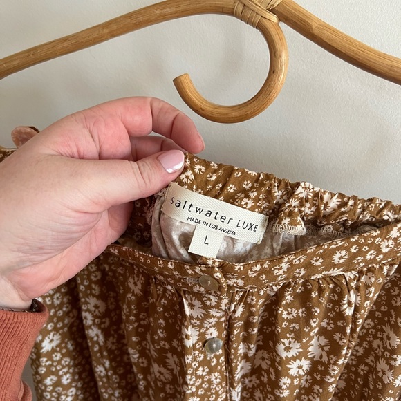 Saltwater Luxe mustard floral MIDI Skirt - Picture 5 of 6